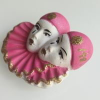 Брошь винтажная. "Венецианская." Фарфор. Ручная работа. 5х4,5 см.