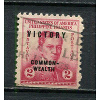 Филиппины (Автономиия в рамках США) - 1945 - Хосе Рисаль 2C с надпечаткой VICTORY - [Mi.444] - 1 марка. Гашеная.  (Лот 13Js)-T25P1