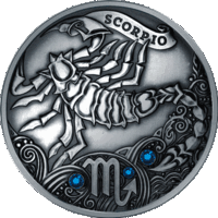 Скорпион (Scorpio) серебро , 20 рублей , 2013 год. В оригинальной упаковке ! Гараскоп . Зодиакальный гороскоп.  Знаки зодиака . Гороскоп .