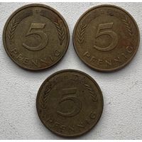 Германия 5 пфеннигов 1989 г. D, G. Цена за 1 шт.