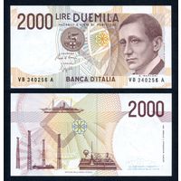 Италия 2000 лир 1990 г. (P-115, UNC) [Серия VB, выпуск 1992] Италия 2 000 лир 1990 года